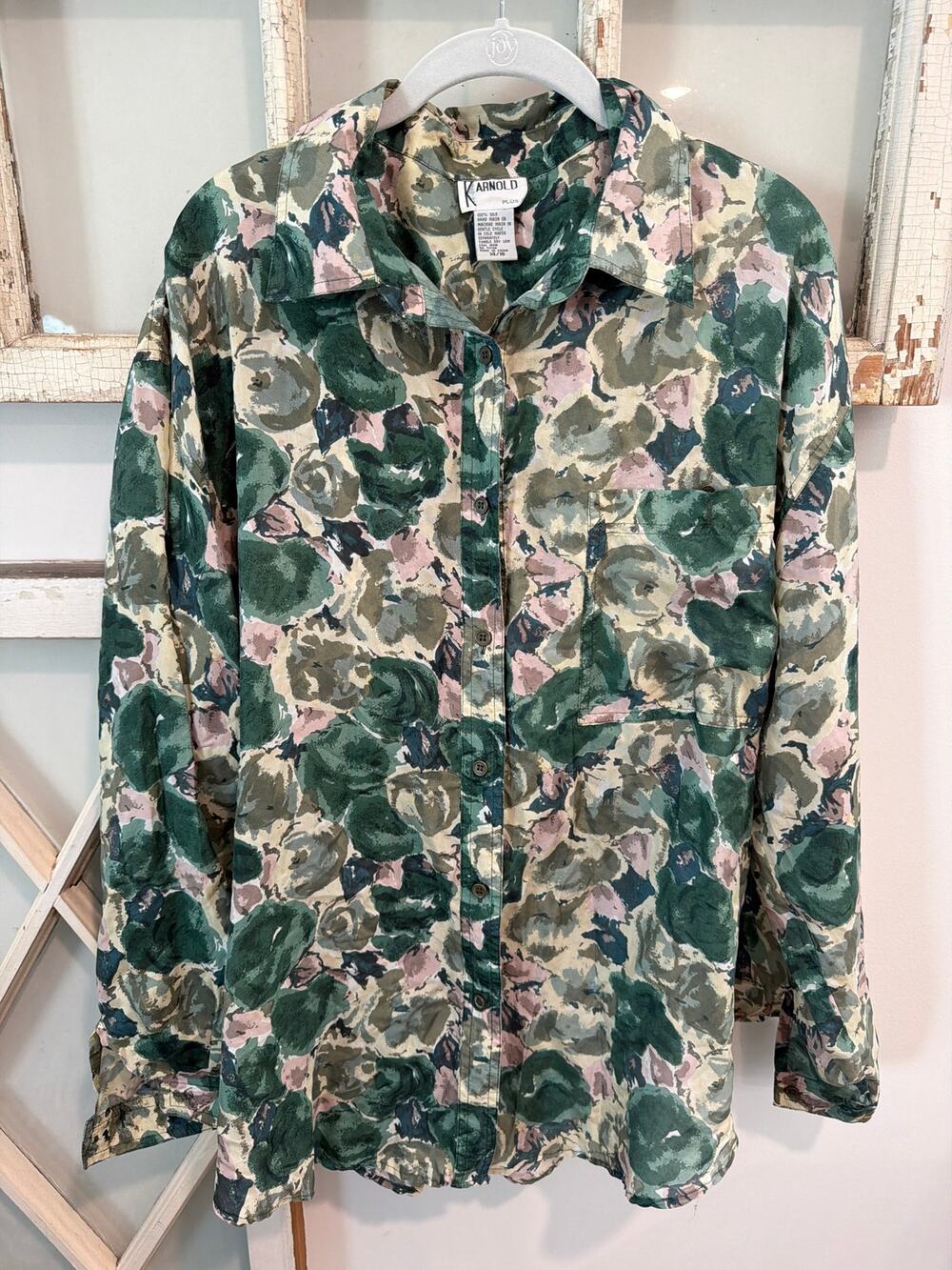 Vintage K Arnold size 14/16 silk button down blouse top